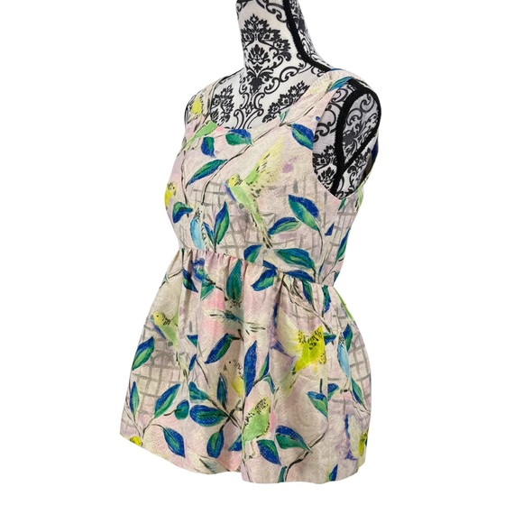 Anthropologie Leifsdottir Metallic Bird Print Peplum Metallic Tread Top Rare, 4 - Picture 7 of 15